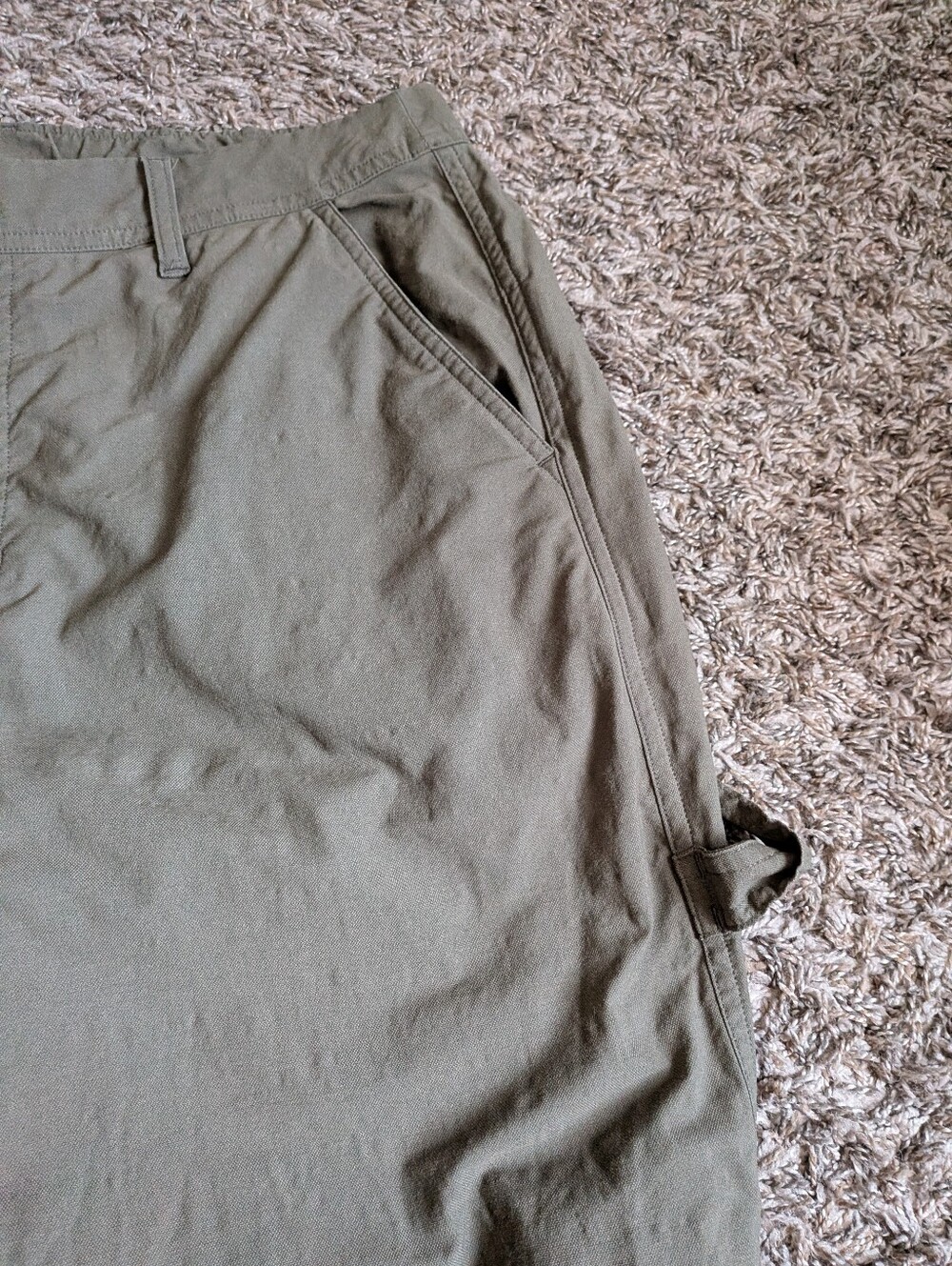Vuori Green Cotton Blend Wide Leg 35" High Rise Carpenter Pants Women's L - Picture 2 of 10